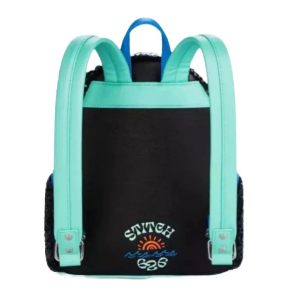Loungefly Disney Parks Stitch 626 Day Black Neon Sequin Mini Backpack - NWT